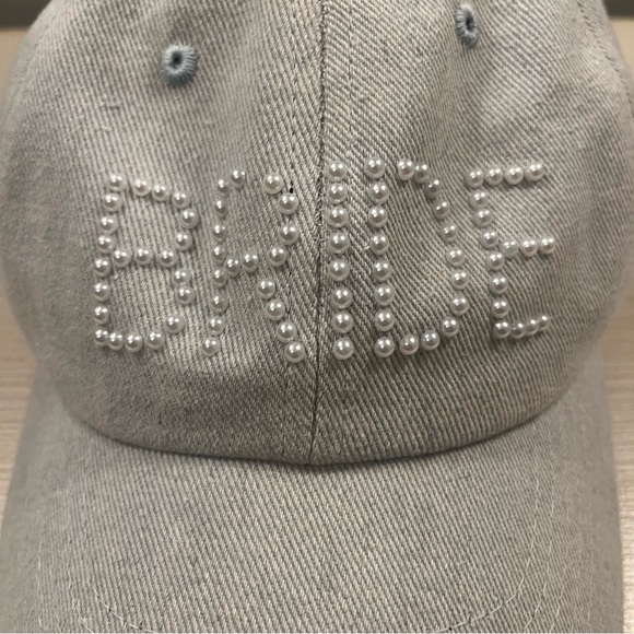 Francesca’s Pearl Bride Bridal Chambray Baseball Hat NEW NWT - Picture 2 of 5